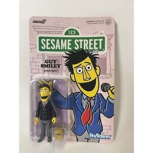 Super7 Sesame Street ReAction Guy Smiley Figure w/‎ Bread NEW Card Flaws